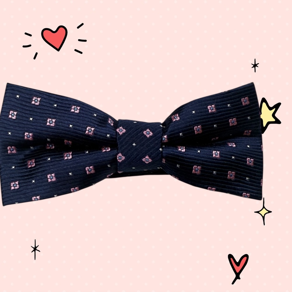 Nordstrom kids  Dark Blue Bow Tie with Pink Accents